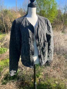 BlankNYC Quilted Leopard Print Acid Wash Bomber Jacket